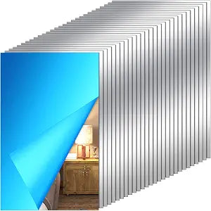 Tuanse 80 Pcs Flexible Plastic Mirror Sheet for Home Decoration, 9 x 6 Inch