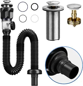 Bathroom Sink Drain Kit with Flexible Expandable P-Trap Sink Drain Pipe Tube Anti-Odor Bathroom Sink Drain Pipe for 1-1/4" and 1-1/2" Drain Hole