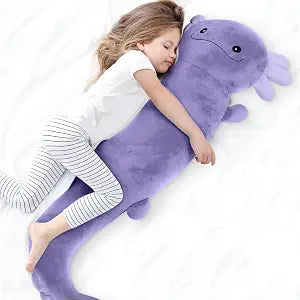 Tianmihou 48 Inch Giant Axolotl Stuffed Animal, Cute Plush Toy Purple Axolotl Body Pillow for Kids, Soft Salamander Glow in The Dark Plushie Gifts for Girls, Boys, Birthday