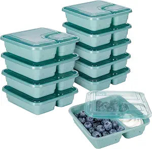 GoodCook Meal Prep Containers with Snack & Dip Compartments, Square 2-Cup