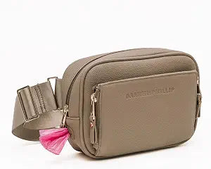 Darren & Phillip Crossbody Dog Walking Bag or Fanny Pack with Built-In Dog Poop Bag Holder, Removable Dog Treat Pouch & Adjustable Strap  Stylish Dog Mom Gift for Walks & Everyday Use - Pebble