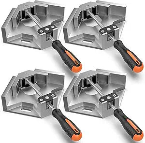 Right Angle Clamp, Housolution [4 PACK] Single Handle 90 Aluminum Alloy Corner Clamp, Clamps for Woodworking Adjustable Swing Jaw, Woodworking Tools Photo Frame Vise Holder, Gifts for Men Dad