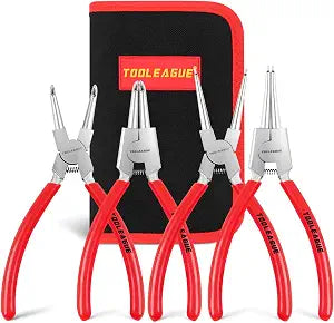TOOLEAGUE 7" Snap Ring Pliers Set with Storage Bag, Circlip Pliers, 4 Pcs