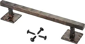 Rustic Barn Door Handles for Sliding Door, 12" Heavy Duty Large Design Pull, for DIY Sliding Barn Door, Gate, Shed, Garage | Square Solid Metal Material, Oil Rubbed Bronze Finish