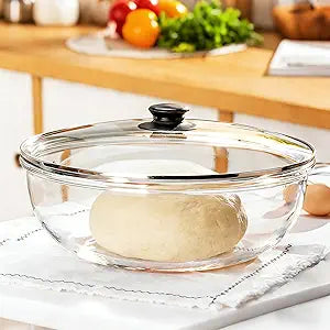 Large Glass Bowl for Sourdough Bread Making 6 QT Glass Mixing Bowl for Sourdough Bread with Lid Clear Breads Proofing Bowl with Covers Ideal for Kitchen Storage