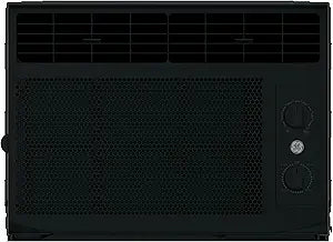 GE 5,000 BTU Window Air Conditioner, Black Compact AC Unit for Small Rooms up to 150 Sq Ft, Mechanical Controls, 115V, Easy Install Kit Included