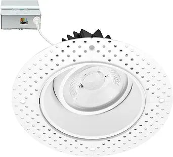 Maxxima 4 in. 5 CCT Adjustable Slim Trimless Recessed LED Eyeball Gimbal Downlight, 950 Lumens Color Selectable 2700K/3000K/3500K/4000K/5000K, 360 Rotation, Dimmable Canless, IC Rated, J-Box Included