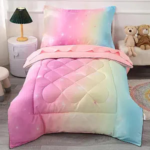 Princess Toddler Bedding Set for Girls, 4 Piece Star Toddler Girl Comforter