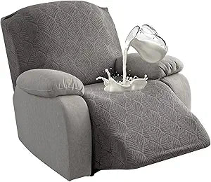 100% Waterproof Recliner Cover, 1 Pieces Reclining Chair Cover Stretch Sofa Slipcovers Washable Furniture Protector for Pets, Dogs, Kids (Gray, 1 Seater X-Large)
