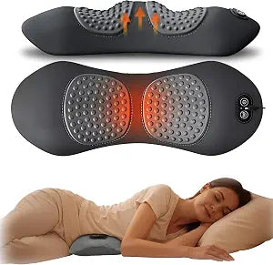 3-in-1 Electric Lumbar Support Pillow - Ergonomic Memory Foam Lower Back Massager with Traction Lifting/ Vibration Massage/ Heat Compress, Lower Back Relaxation, Muscle Tension and Posture Support