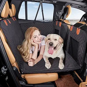 YJGF Back Seat Extender,Dog Seat Cover for Back Seat,Hard Bottom Car Seat Cover for Dogs,Dog Hammock for Car,Back Seat Pet Cover for Dogs(Black,for Car/SUV/Small Truck)