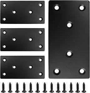 4PCS Black Stainless Steel Flat Mending Plates, 3.15"x1.57" Straight Bracket Brace, Heavy Duty Metal Fixing Joining Plate for Furniture, Wood, Shelves, Fence