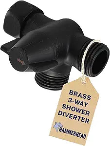 HammerHead Showers Solid Metal 3-Way Shower Diverter Valve, Connects Fixed and Handheld to Shower Arm, Splitter for Dual Shower Head, Oil Rubbed Bronze