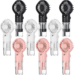 9 Pack Misting Fans Portable Rechargeable Handheld Spray Fans with 25ml Water Tank 4-speed Personal Cooling Fan, USB-c Mini Handheld Fan for Travel Outdoor Sport Office Home Summer Gifts