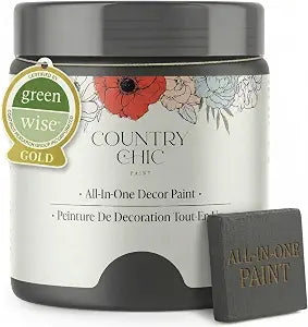 Country Chic All-in-One Chalk Paint for Furniture, Cabinets, Home Decor, Eco-Friendly, Matte Finish, Built-In Primer & Top Coat for Wood, Metal - Liquorice (Black) - Pint 16 oz (475 ml)