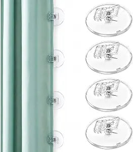 4pcs Self Adhesive Shower Curtain Clips,Clear Shower Curtain Holder