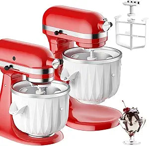 Ice Cream Maker Attachment for KitchenAid Stand Mixer, 2 Quart Kitchen Aid ice cream attachment Frozen Yogurt Sorbet Gelato Maker, Fits 4.5QT and Larger Stand Mixers