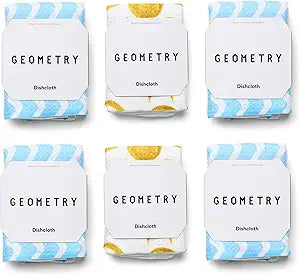 GEOMETRY Dishcloth  Spring & Summer Collection  Quick-Dry, Ultra-Absorbent, Reusable Microfiber Kitchen Towels for Drying & Cleaning - Summer Line - 6 Pieces