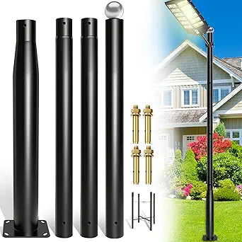 Street Light Pole 13Ft Tall-Outdoor Adjustable Metal Street Lamp Post, Outdoor Light Pole for Parking Lot, Patio, Street, Backyard, Exterior House