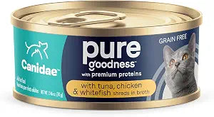 Canidae Pure Adore Premium Wet Cat Food, Tuna, Chicken & Whitefish in Broth, 2.46 oz. (Pack of 24), Grain Free