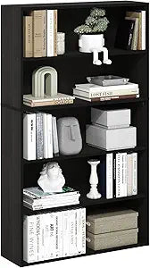 Furinno PASIR Book Shelf, 5-Tier Bookshelf, Bookcase with Open Shelf, 9.4 x 31.5 x 52.7, for Living Room, Bedroom, Home Office, Espresso