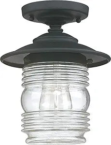 Capital Lighting 9677BK Creekside Clear Glass Outdoor Semi Flush Ceiling Light Fixture, 1-Light 75 Watt, 10" H x 8" W, Black