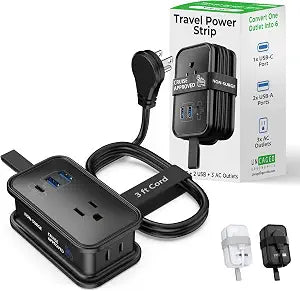 Uncaged Ergonomics Cruise Approved Power Strip Charging Station (Black)