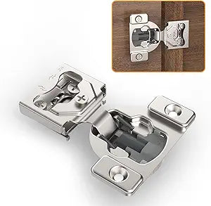 Chibery 10 Pack 7/16" Overlay 4D Concealed Hinges for Face Frame Door, Soft Close On/Off Switch, Self Closing, 105 Open Angle Concealed Stainless Steel Hinges for Framed Cabinet, Satin Nickel