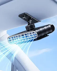Car Clip on Fan for Sun Visor, 3000mAh Rechargeable Battery Powered Usb Fans That Blow Cold Air, Portable Car Cooling Fan for Cars without Ac, for Vehicle, Van, Suv, Rv, Truck, Black