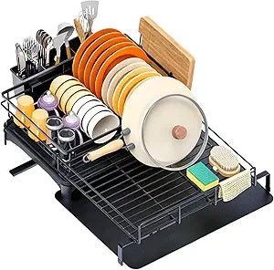 4-in-1 Extendable Dish Drying Rack, Large Capacity Modular Organizer System, Tool-Free Dish Drainer with Self-Draining Tray, Universal Fit & Rust-Resistant Dish Racks for Kitchen Counter