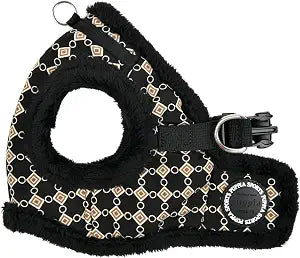 Puppia Jace Vest Dog Harness Step-in Warm Winter Diamond Pattern for Small and Medium Dog, Black, Medium