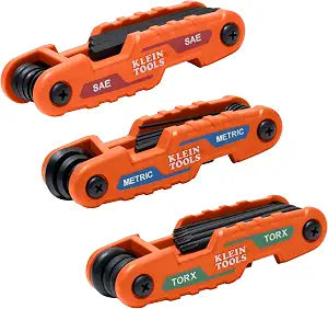 Klein Tools 70543 Compact Folding Hex Key Set, Metric, SAE, TORX, 3-Piece