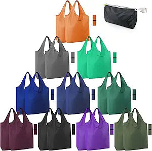 BeeGreen 20 Pack Reusable Grocery Bags w Storage Pouch Reusable Shopping Bags Bulk w Elastic Band Colorful 50LBS X-Large Foldable Fabric Bags Machine Washable Heavy Duty Tote Bags for Groceries