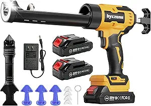 Electric Caulking Gun With 2X2000mAh Batteries, 10 Oz Cordless Caulk Gun with Adjustable Speed, LED Light, Battery Powered Caulking Gun for Filling, Sealing, Repair (INCOMPATIBLE WITH DEWATL)