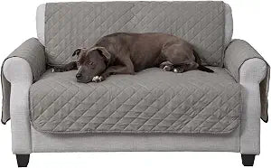 Furhaven Water-Resistant & Reversible Loveseat Cover Protector for Dogs, Cats, & Children - Two-Tone Pinsonic Quilted Living Room Furniture Cover - Gray/Mist, Loveseat