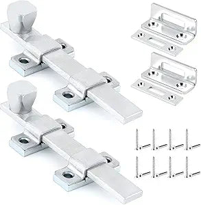 Hicarer 2 Pcs Surface Bolt 6" Heavy Duty Dutch Door Latch Brushed Chrome Finish for Swing Interior Exterior Doors