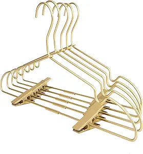 Gold Metal 12.6" Baby Clothes Clips Hanger, 30 Pack Children Kids Coat Hanger Display and Storage,Heavy Duty Standard Metal Hangers with Non-Slip Design,Space Saving Organizer