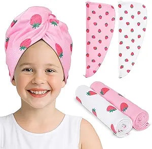 Kids Microfiber Hair Towel Wrap 2Pack Absorbent Hair Drying Turban for Girl