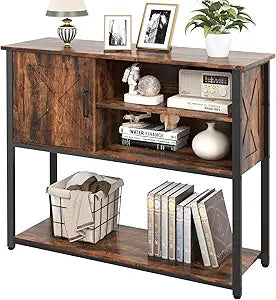 Livofloral 41" Console Table with Storage Shelf, Entryway Table with Storage, Behind Couch Table, Sofa Table for Entryway, Hallway, Living Room, Foyer, Kitchen, Rustic Brown