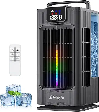 Portable Air Conditioner, 4-in-1 Personal Mini Air Conditioner Cooling Fan, 2000ML Portable AC Evaporative Air Cooler with 1-8H Timer, 120┬░ Oscillation, 4 Speeds & 7 RGB Light Modes for Room Office