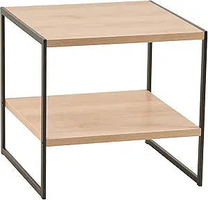 ClosetMaid 2- Tier Square Wood Side Table with Storage Shelf, Nightstand or Bedside, Small, 19.52" W, Natural Wood