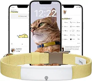 Health Tracker for Cats - Smart Cat Collar with Safety Breakaway Buckle for Indoor Cats, Wellness Alerts, Real-time Monitoring (WhiteJasmine,L)