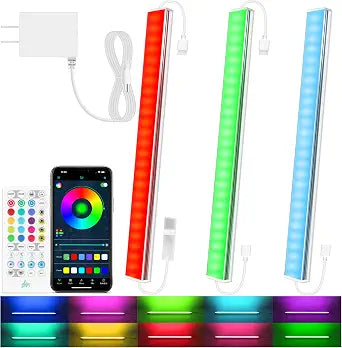 Benreom 3 Pack RGB Under Cabinet Lights with App and Remote Control