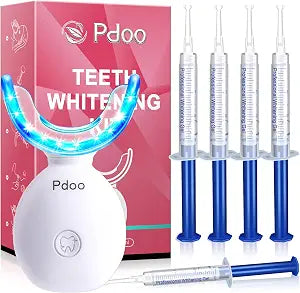 Teeth Whitening Kit with LED Light Tray for Sensitive Teeth, 5 Tooth Whitening Pen Gel Pain Free and Enamel Safe, Teeth Whitener at Home Up to 1-9 Shades Whiter in 1-2 Weeks