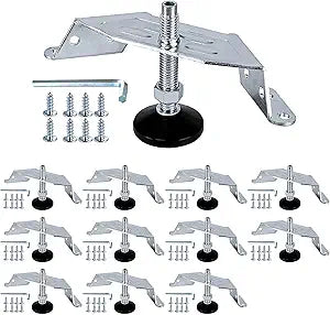POWERTEC Corner Leveling Feet 12PK, Heavy Duty Adjustable Corner Bracket Levelers with Nylon Foot for Cabinets, Vanities, Furniture & Shelves (71157-P3V)