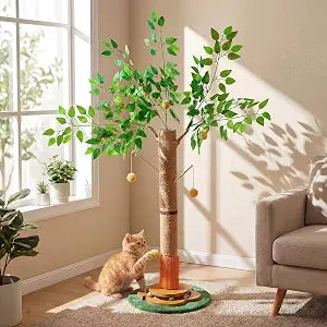 Nuanchu 41 Inch Tall Cat Scratching Post Tree for Indoor Cats Adults, Scratcher Tree Tower with Sisal Rope, Large Cats Scratching Posts with Hanging Ball for Kittens and Medium Large Pet
