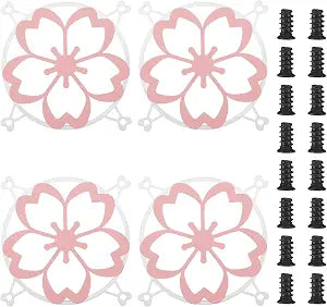 Lounsweer 4 Pcs Pink Sakura PC Fan Grill Cover 120mm PC Case Decor