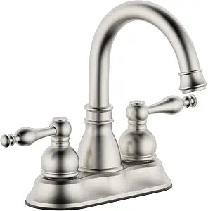 Brushed Nickel 4 Inch Centerset Bathroom Sink Faucet 3 Hole with Drain