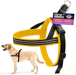 ComfortFlex No-Choke Non-Chafe Sport Dog Harness, XLarge, Saffron Yellow | American made, designed, cut, assembled, and sewn in the USA, padded reflective harness, integrated control handle