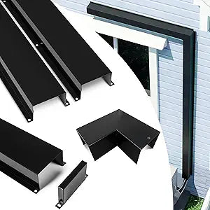 LyPrem 4" W x 6.5Ft L Metal Line Set Cover Kit - Decorative AC Pipe Cover for Ductless Mini Split/Central Air Conditioner/Heat Pump Systems, Black